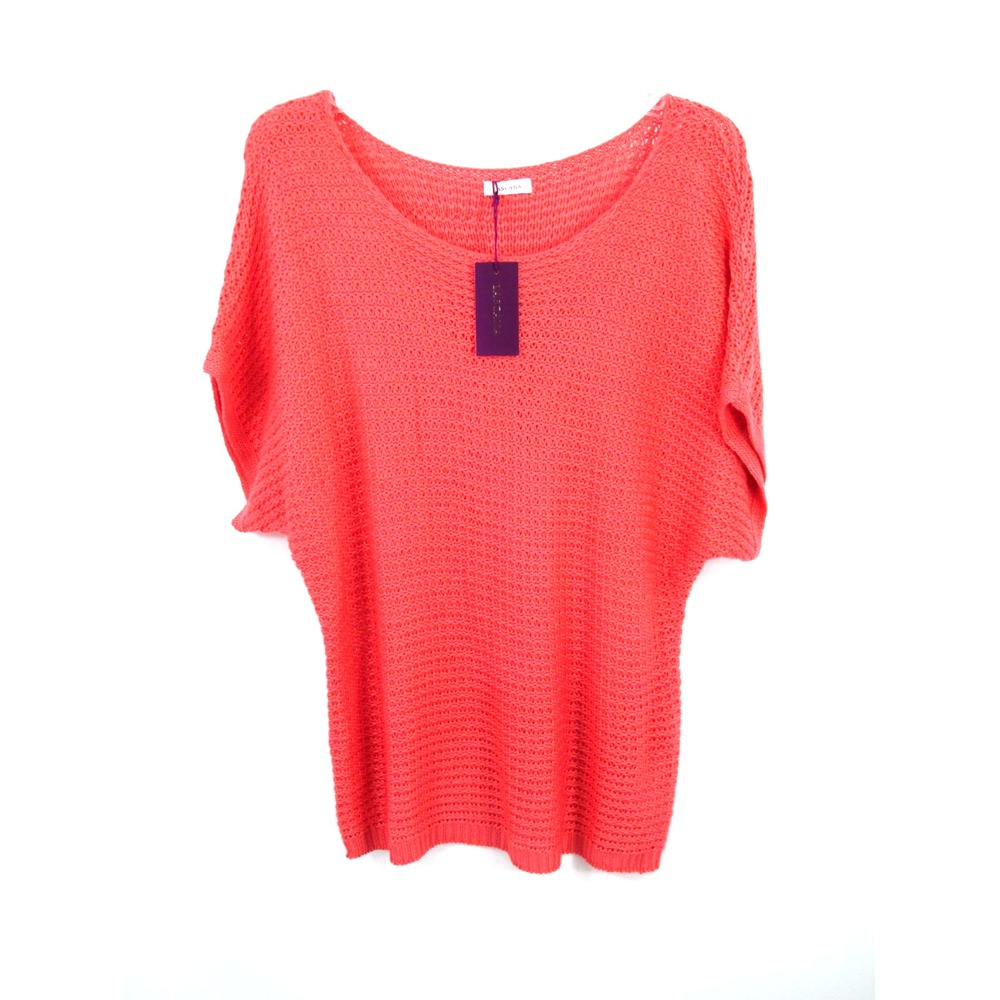 LASCANA Orange Knit Pullover Sweater Women 8/10 Dolman Short Sleeve Preppy